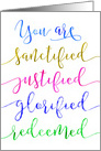 Christian Thinking of You, You’re Sanctified, Glorified, Justified card