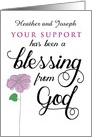 Custom front, Sympathy Thanks, Your Support is a Blessing from God card