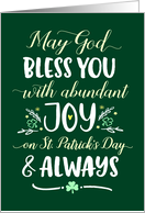 St. Patrick’s, Religious, May God Bless you with Joy On St. Patrick’s card