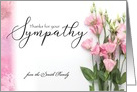 Custom Front, Thanks for your Sympathy with Pink Flowers card