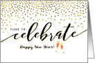 Happy New Year, Time to Celebrate with Confetti and Champagne Glasses card