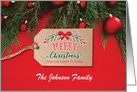 Custom Front, Merry Christmas with Kraft style Tag card