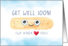 Get Well Soon We Kinda Love You with Watercolor Bandage and Heart card