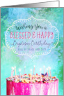 Wishing you a Blessed and Happy Baptism Birthday with Colorful Cake card