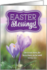 Happy Easter Blessings He is Risen with Purple Flowers card