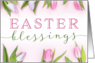 Happy Easter Blessings with Pink Tulip Border card