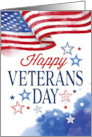 Happy Veterans Day With Watercolor American Flag and Stars card
