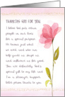 Thanking God for You Friendship Thanks with Watercolor Flower card