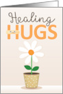Healing Hugs Get Well Soon with Watercolor Daisy in Pot card