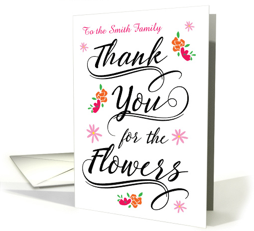 Floral Bereavement Calligraphy Custom Front Thank You card (1483058)