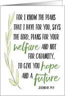 Religious Encouragement - Plans to Give You Hope and a Future card