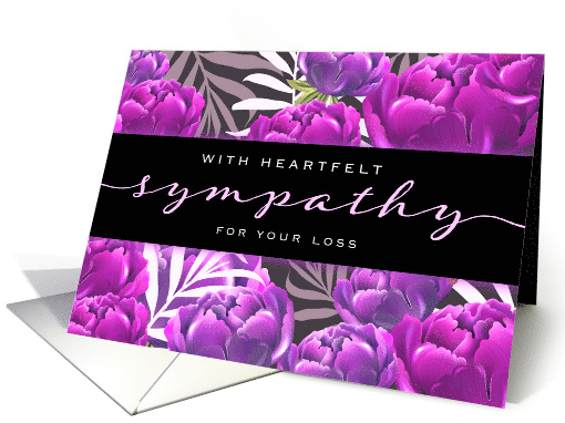 With Heartfelt Sympathy for your Loss, with purple flowers card