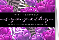 With Heartfelt Sympathy, Loss of Step Daughter, with purple flowers card