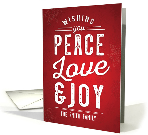 Custom Front Christmas, Wishing You Peace, Love and Joy card (1547784)
