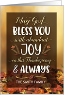 Custom Front Thanksgiving - May God Bless you with Joy On Thanksgiving card