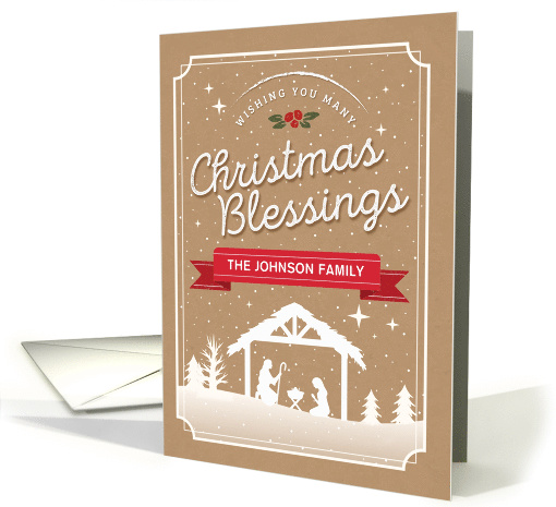Custom Front Christmas, Wishing You Many Christmas Blessings card
