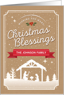 Custom Front Christmas, Wishing You Many Christmas Blessings card