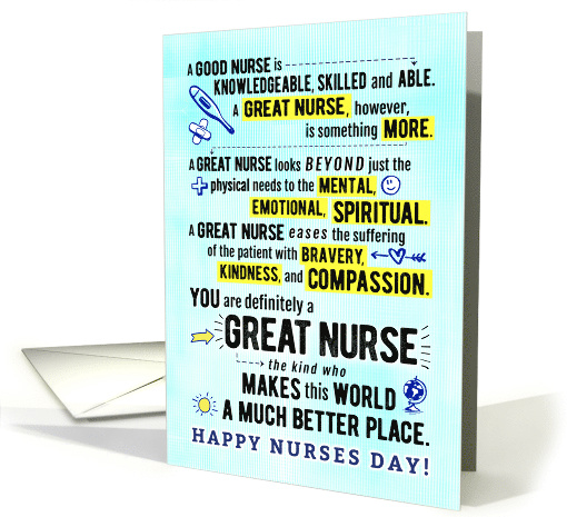Nurses Day, You are a GREAT NURSE, making the World a... (1559628)