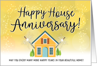 Happy House Anniversary From Realtor with House and Sparklers card