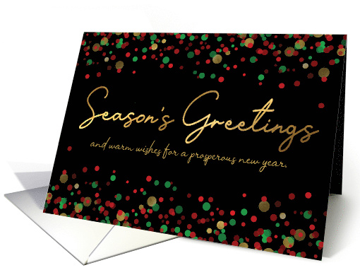 Season's Greetings, Festive Holiday with Gold Effect and Confetti card
