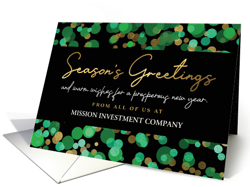 Season's Greetings, Custom Front Business Greeting with Confetti card