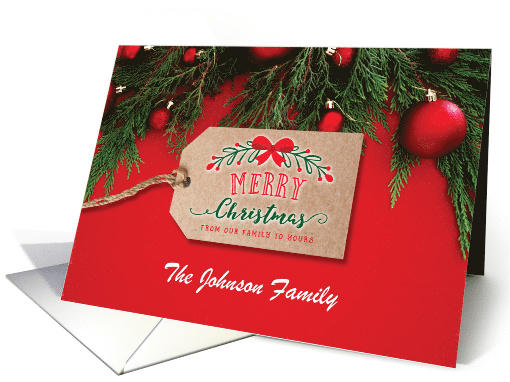 Custom Front, Merry Christmas with Kraft style Tag card (1593278)
