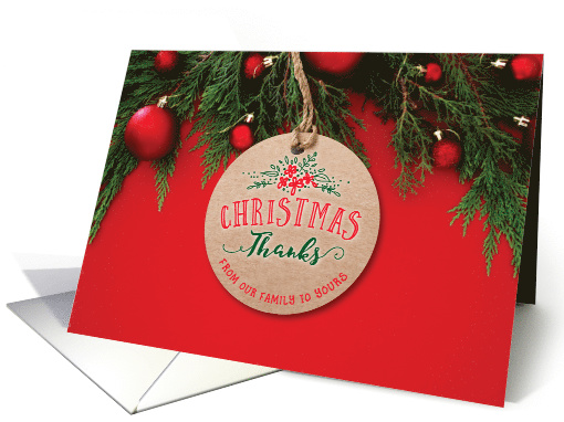 Christmas Thanks from our family to yours with Kraft style Tag card