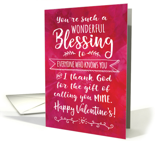 Happy Valentine's, Religious, You're such a Wonderful Blessing card