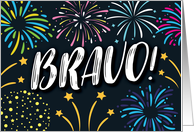 Congratulations, Good Report Card, BRAVO! with Fireworks and Stars card