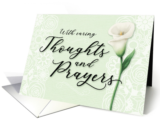 Sympathy, With Caring Thoughts and Prayers, Calligraphy with Lily card