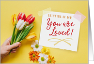 Thinking of You, You are Loved with Tulip Bouquet card