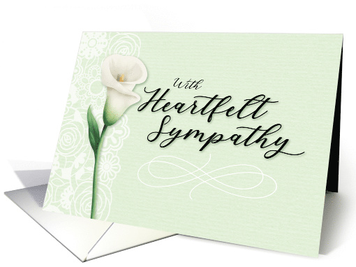 With Heartfelt Sympathy, with Calligraphy, Lace and Lily card