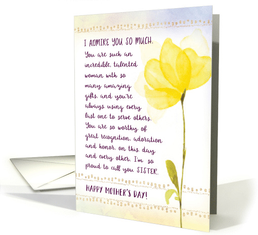 Happy Mother's Day to Sister, I Admire You So Much card (1617694)