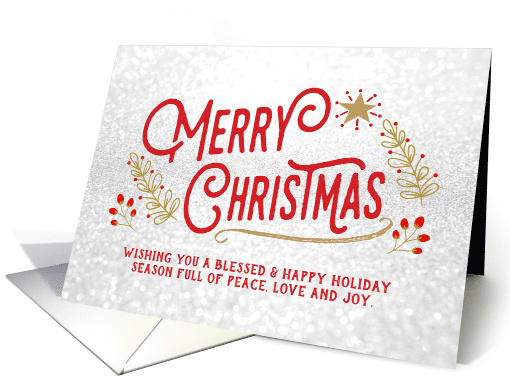 Vintage Merry Christmas Wishing You Blessed and Happy Holiday card