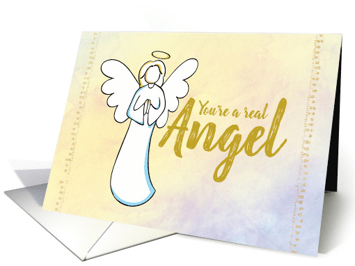 Thanks You're a Real Angel with Pastel Watercolor Background card