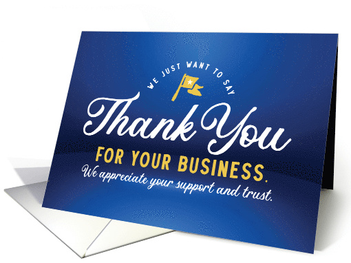 Thank you for your Business with Flag and Bright Blue Background card