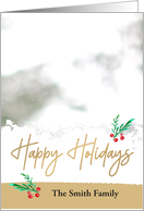 Custom Front Merry Christmas Photo Card with Holly Berry Accents card
