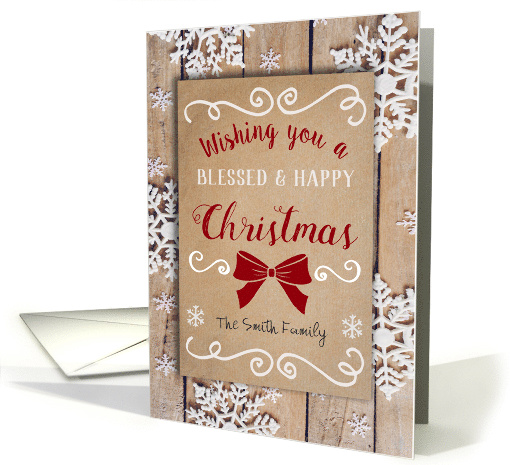 Custom Front Name Wishing you a Blessed and Happy Christmas card