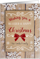 Custom Front Name Wishing you a Blessed and Happy Christmas card
