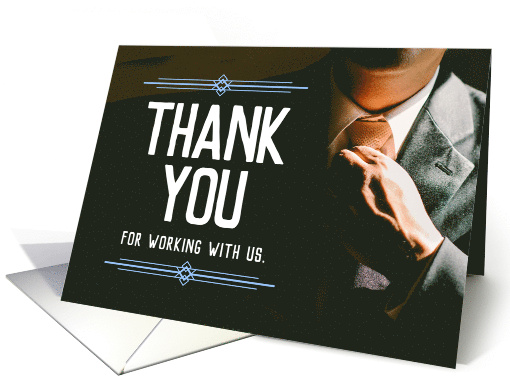 Thank you for Working with Us with Business Man Silhouette card
