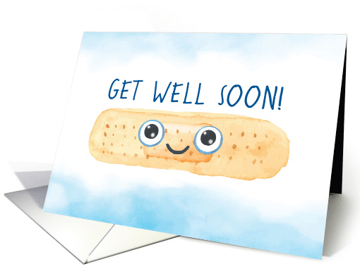 Get Well Soon with Smiling Watercolor Bandage card (1672454)