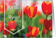 Happy Easter Let the Earth Rejoice He is Risen with Spring Flowers card