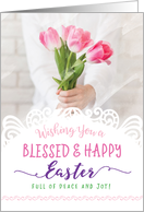 Wishing You a Blessed & Happy Easter with Flower Bouquet card