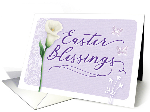 Happy Easter Blessings with Lily Butterflies and Flowers card