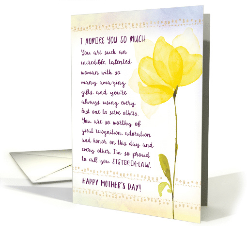Happy Mother's Day to Sister-In-Law I Admire You So Much card