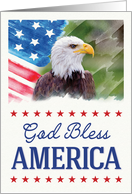 God Bless America Happy 4th of July With Eagle and Flag Composite card
