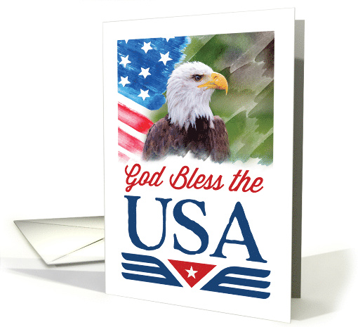 God Bless the USA Happy 4th of July With Eagle and Flag Composite card