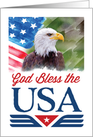 God Bless the USA Happy 4th of July With Eagle and Flag Composite card