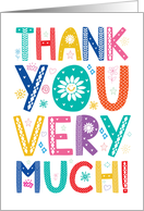 Thank You Very Much with Colorful Decorated Type and Cheery Icons card