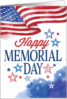 Happy Memorial Day With Watercolor American Flag and Stars card